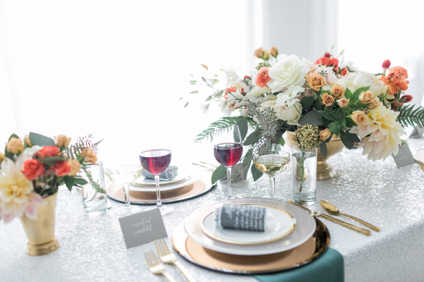 Elegant Wedding Table with Sequin Linens