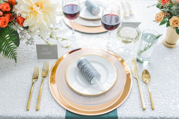 Gold Slate and Gray Wedding Table