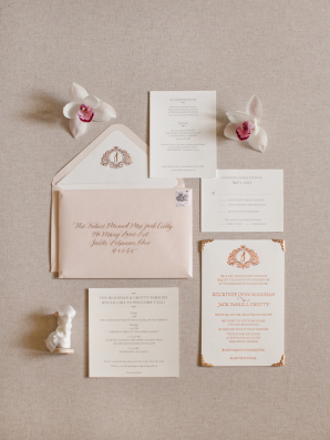 Gold and Pink Wedding Invitations