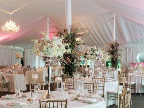 Tented Wedding Reception in Pink and Gold