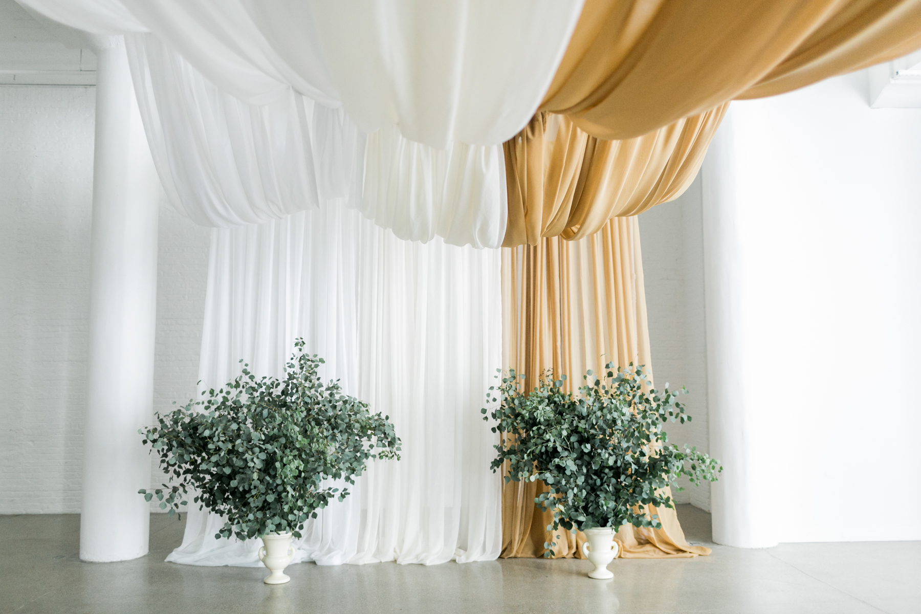 Three Color Ceiling Draping for Wedding Altar