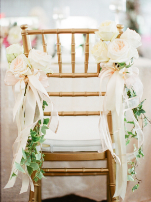 Wedding Chair with Flowers and Ribbons