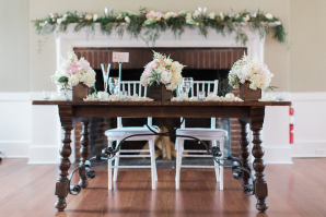 Wooden Sweetheart Table at Wedding