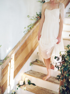 Barefoot Bride on Staircase