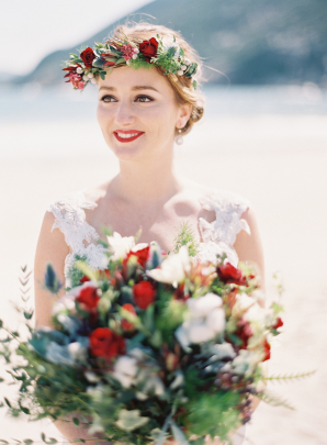Bride in Red Flower Crown