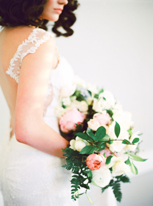 Bride with Pink Peony Bouquet