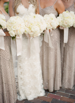 Bridesmaids in Lavender Beaded Dresses