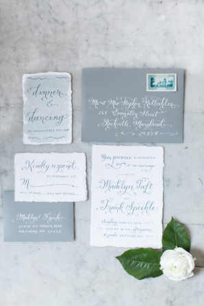 Gray and Blue Wedding Stationery