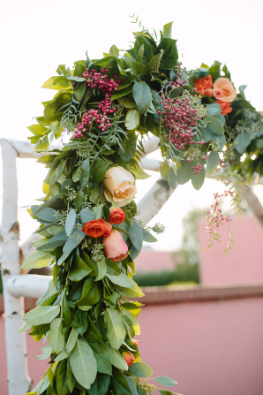 Greenery and Rose Wedding Arch