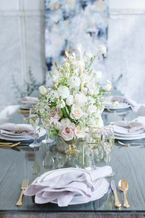 Ivory Gray and Lavender Wedding Table
