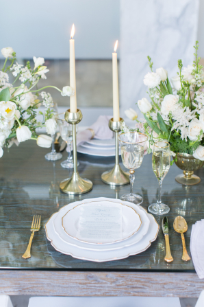 Ivory and Gold Modern Wedding Table