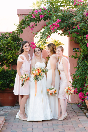 Matching Peach Bridesmaids Dresses