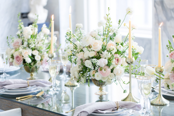 Modern Ivory and Lavender Wedding Table