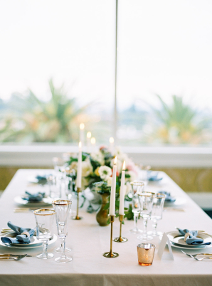 Pale Blue and Gold Wedding Centerpiece
