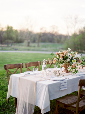 Pale Brown and Coral Wedding Table