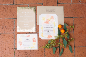 Peach and Gold Wedding Invitations
