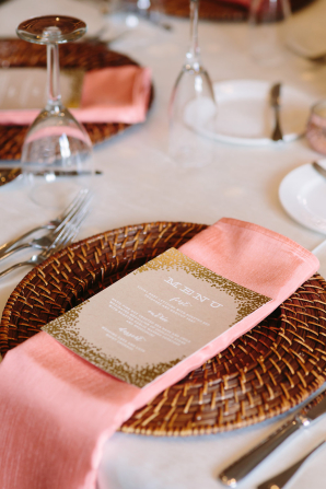 Peach and Rattan Place Setting