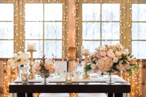 Pink and Brown Reception Table