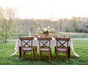 Romantic Peach and Ivory Outdoor Table