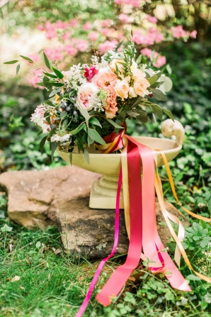 Spring Bouquet with Pink Ribbons