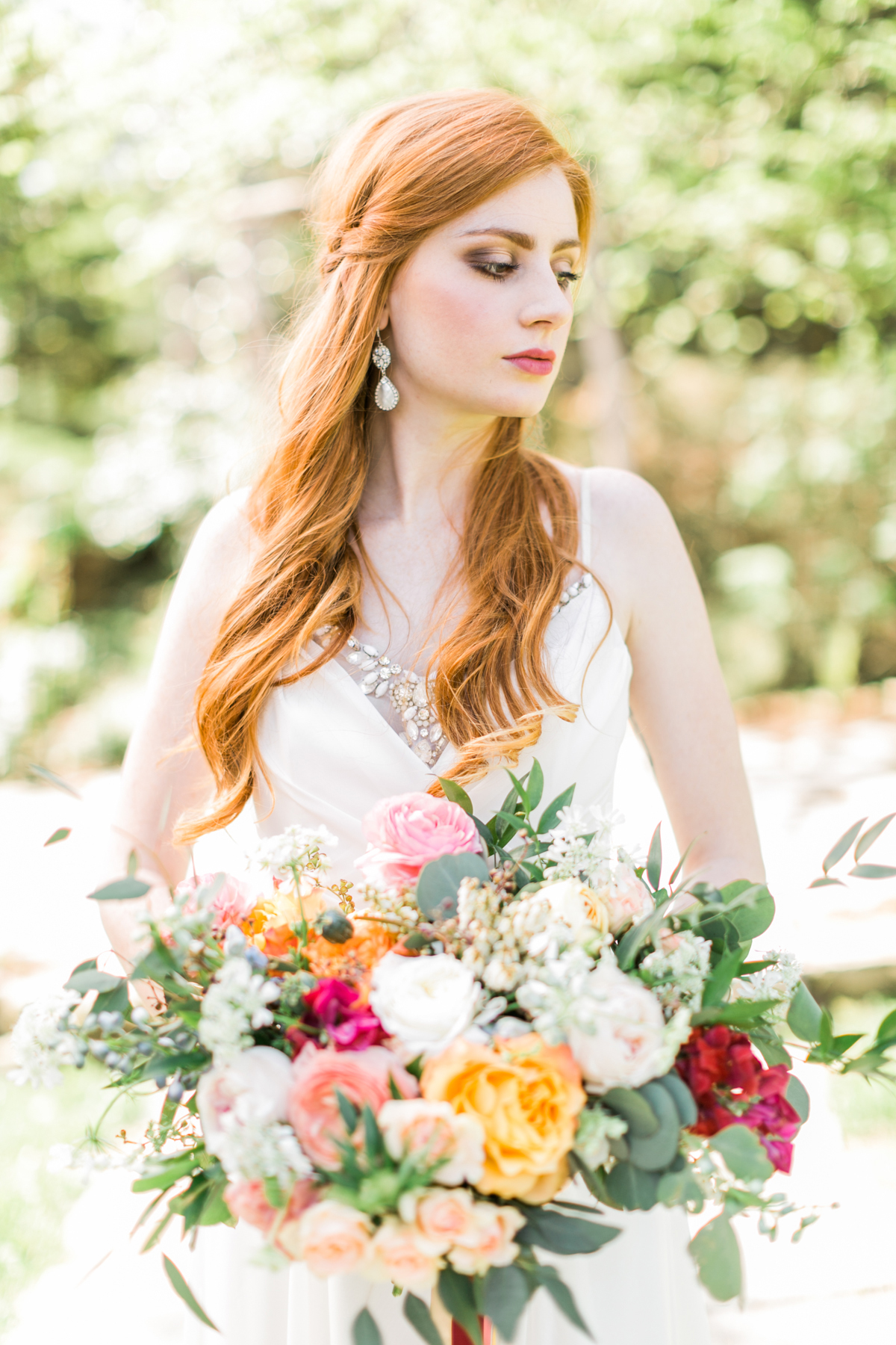 Spring Bride with Jewel Tone Bouquet