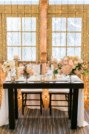 Sweetheart Table with Pink Flowers