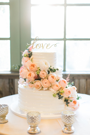 Wedding Cake with Pink Roses