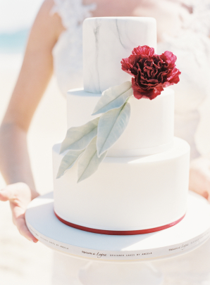 Wedding Cake with Red Flower