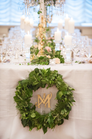 Wreath at Head of Wedding Table
