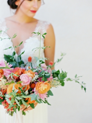Orange and Pink Bridal Bouquet