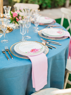 Pink and Blue Garden Wedding Table