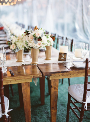 Wood Farmhouse Table at Wedding