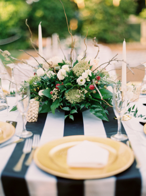 Black and White Striped Wedding Table