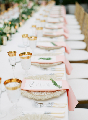 Blush White and Gold Place Setting