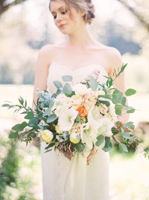 Bouquet with Ivory Flowers and Greenery