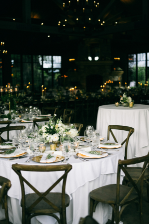 Brown Green and White Wedding Reception