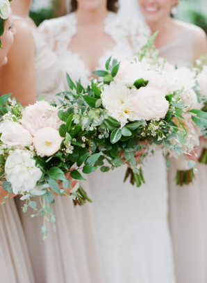 Ivory Blush and Green Bouquets