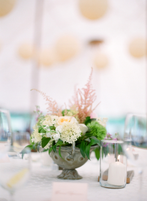 Ivory and Pink Centerpiece