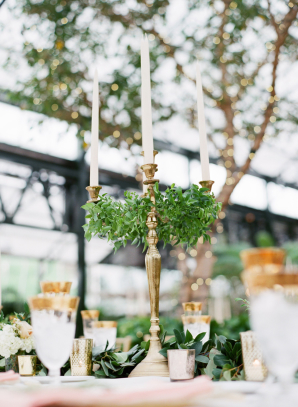 Taper Candle and Greenery Candelabra