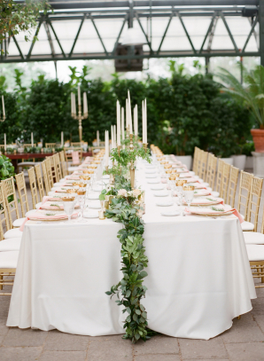 Taper Candle and Greenery Garland Centerpiece