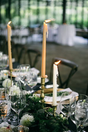 Taper Candles in Gold Candlesticks