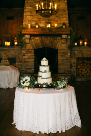 Wedding Cake with Greenery on Layers