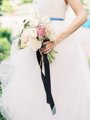 Bridal Bouquet with Black Ribbon