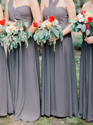 Bridesmaids in Dusky Purple Dresses