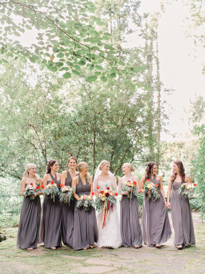 Bridesmaids in Purple Dresses