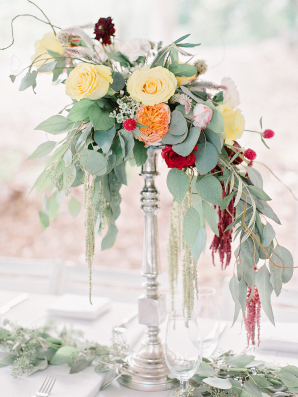 Centerpieces with Greenery and Garden Roses