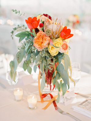 Coral Centerpiece with Protea