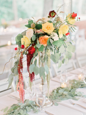 Coral and Yellow Centerpiece