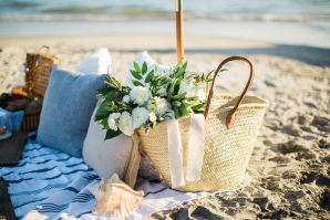 Picnic on Beach Engagement Session