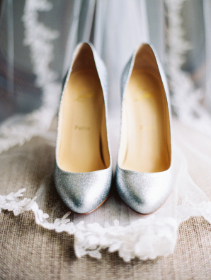 Silver Christian Louboutin Wedding Shoes